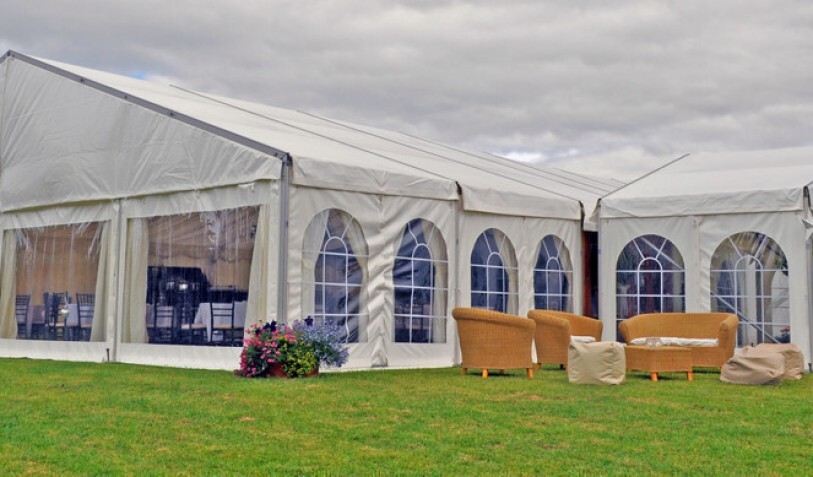 2014 Wedding Marquee 12 x 18m with clear walls and an entrance tent