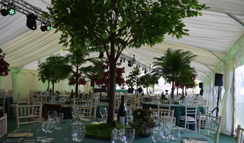 Marquee interior decoration with lighting
